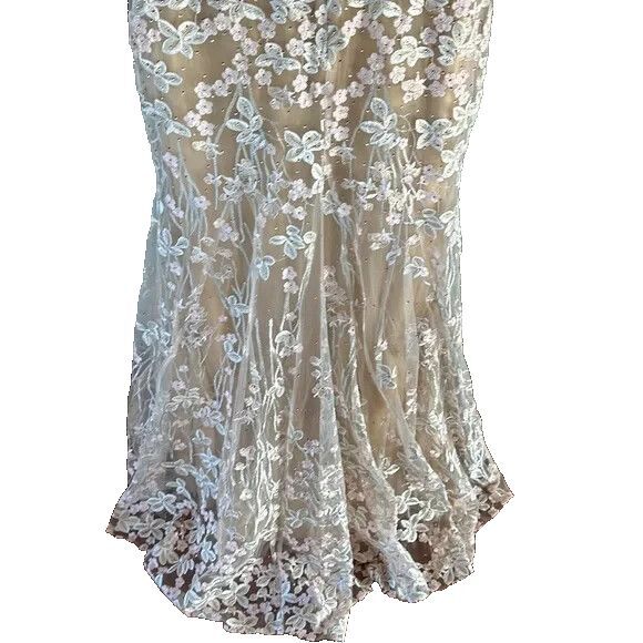 Mac Duggal FLORAL EMBROIDERED V NECK LONG SLEEVE TRUMPET GOWN 70239 16 NEW - Picture 7 of 11